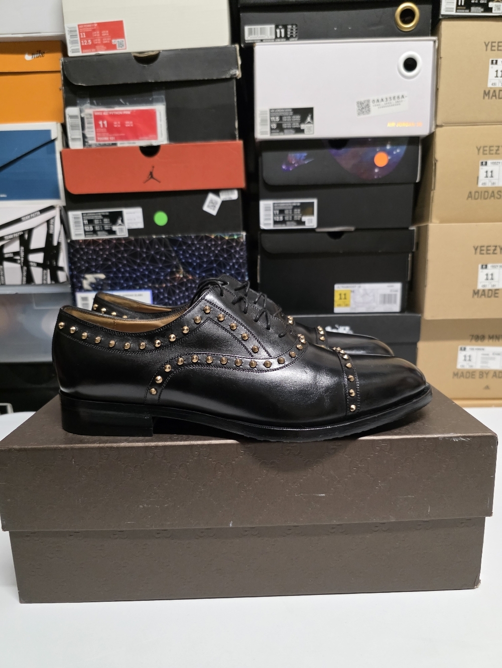 Gucci Black Betis Glamour Studded Lace Up Oxford - Picture 3 of 14